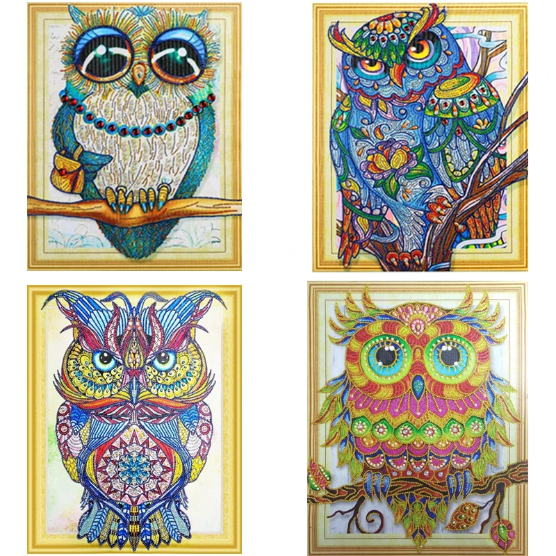 Высококачественная алмазная живопись DIY 5D круглая Алмазная вышивка Совы