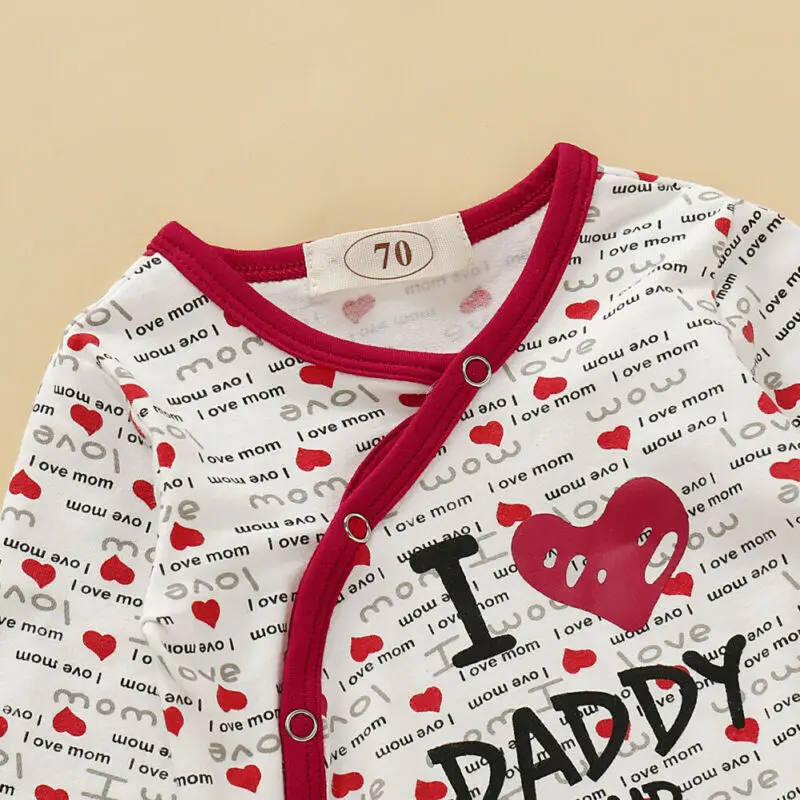Newborn Infant Baby Girl Boy Clothes Long Sleeve I love Daddy Mommy Tops Romper Leggings Pants Outfits Cotton 2Pcs Set Autumn | Детская