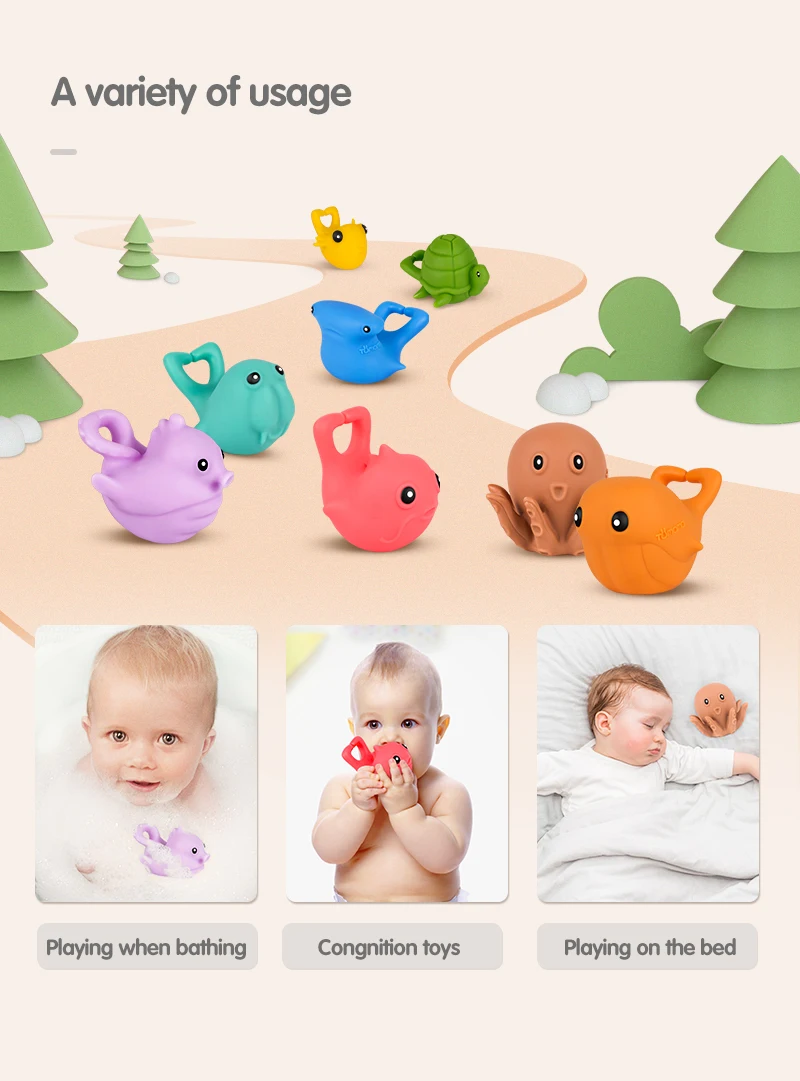 Tumama игрушки для ванной 8 шт./компл. ПВХ морские животные игрушки для ванной для детей Squeeze кольцо игрушки для детей многофункциональный подарок на день рождения высокого качества Bebe игрушки