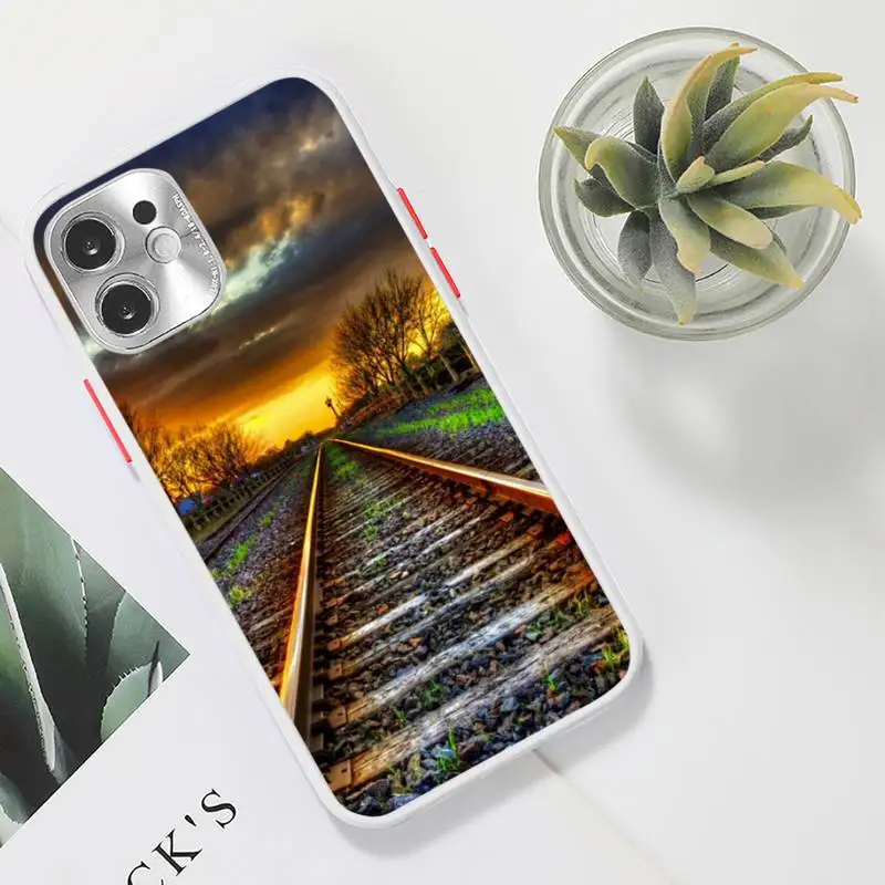 

Train tracks rail Phone Case For iPhone 12 11 Mini Pro XR XS Max 7 8 Plus X Matte transparent White Cover