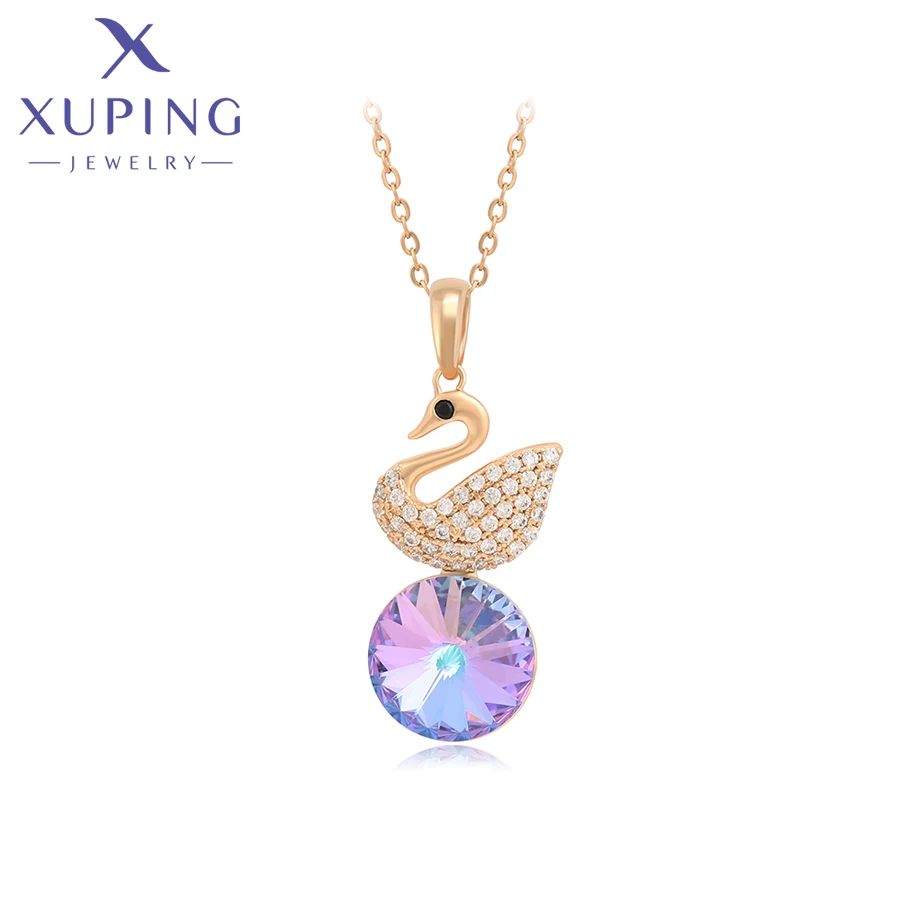 

Xuping, модные ювелирные изделия, Новое поступление, элегантное очаровательное хрустальное ожерелье с кулоном золотого цвета A00685957