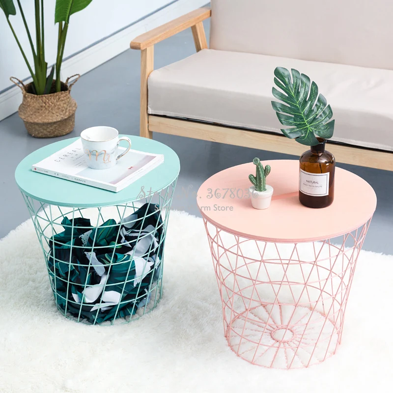 Металлический металлический кофейный столик Ins в скандинавском стиле корзина