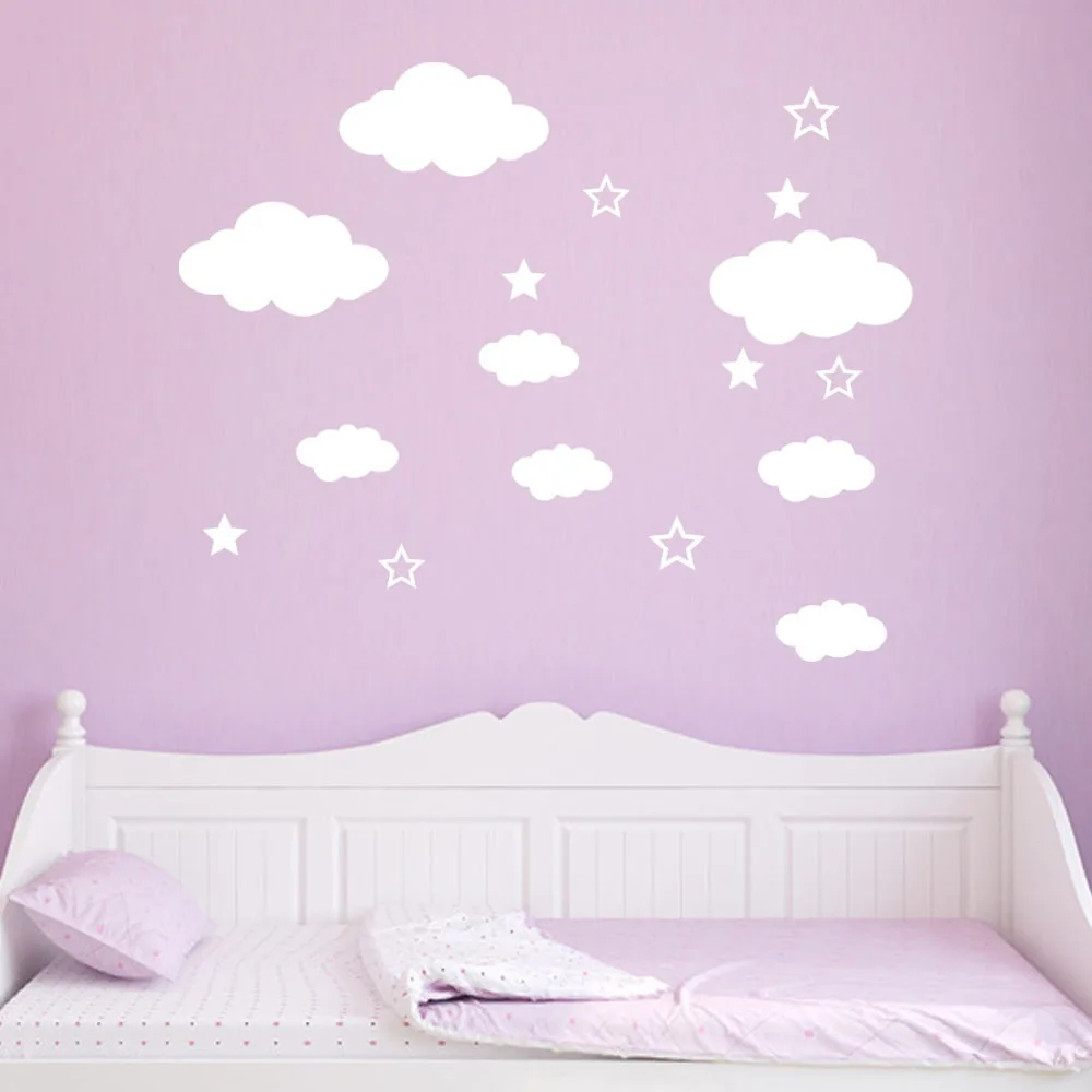 

KAKUDER DIY Clouds stars Decal Removable Wall stickers for kids room Decal Art Room Decoration bedroom decor pegatinas Drop Ship