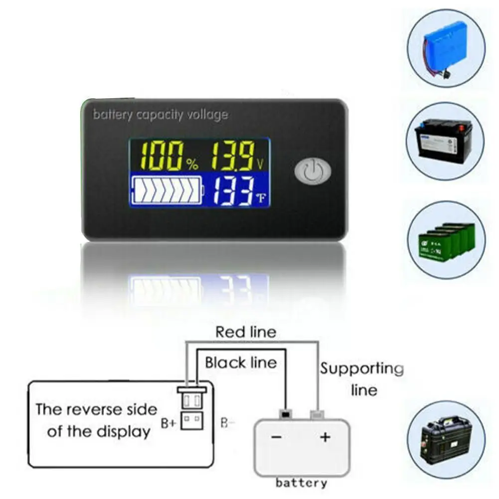 Многофункциональный инструмент монитор батареи ЖК кислотный литиевый индикатор