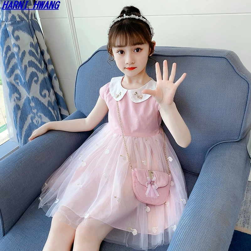 

2021 Summer Girls' Casual Wear New Navy Collar Children's Wear Girls' Party Dress Children's Summer Wear 3 5 6 8 10 12 Years Old