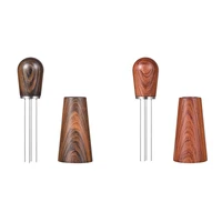 espresso coffee stirrer coffee powder hand tamper distributor natural wood handle and stainless steel handle needle 2021 new
