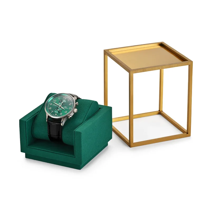 Light luxury watch stand high-end watch bracelet display stand metal microfiber watch display props green