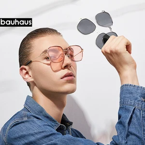 Очки солнцезащитные унисекс X104, модные поляризационные, с магнитной оправой, в металлической квадратной оправе