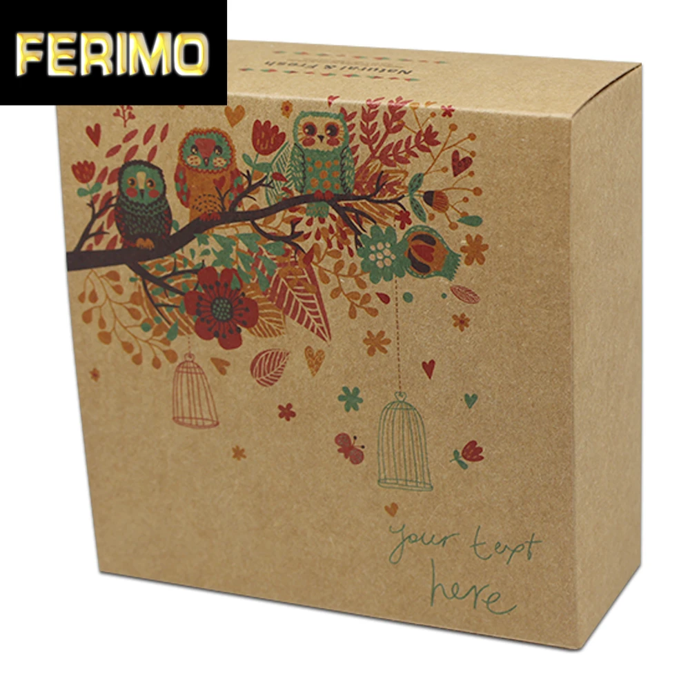 Винтажная коробка из крафт-бумаги в виде совы Рождественская Подарочная печенье