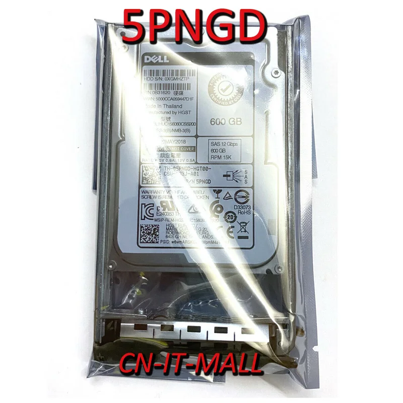 

2.5 600GB HUC156060CSS200 5PNGD ST600MP0005 4HGTJ 12Gb 15K SAS HDD with Caddy