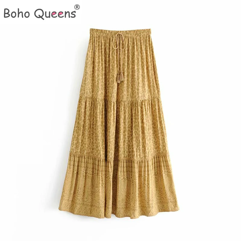 Boho королев Мода хиппи женские пляжные богемные желтого цвета с цветочным принтом