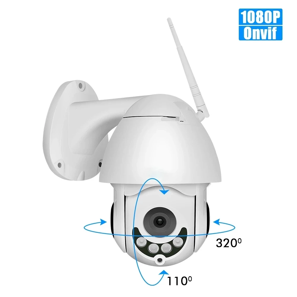 

IP-камера купольная уличная водонепроницаемая, PTZ, Wi-Fi, 1080P, 2 МП, TF-карта