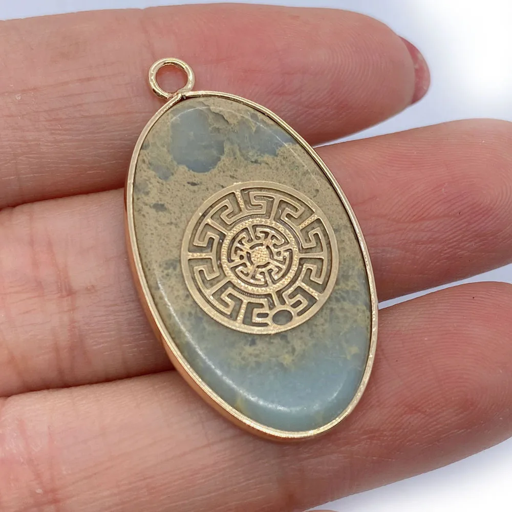 Подвеска из натурального полудрагоценного камня овальная подвеска одного