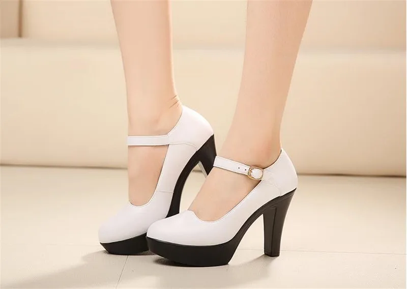 TIMETANGFashion/женские туфли-лодочки на платформе; коллекция года; ботильоны; обувь из натуральной кожи с пряжкой; женские офисные туфли на высоком каблуке; BlackE1258