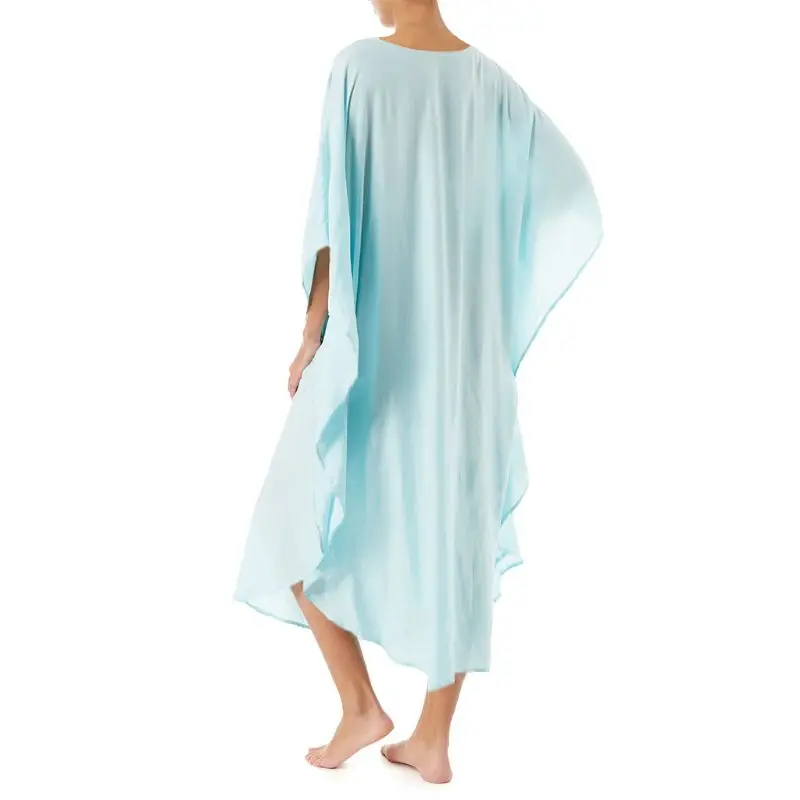 

Womens Long Batwing Sleeves Kaftans Swimsuit Cover Up Ethnic Vintage Floral Printed V-Neck Kimono Beach Maxi Dress Flowy Robe