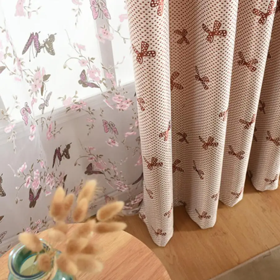 Занавеска для девочек с милым рисунком банта окна спальни жаккардовая занавеска