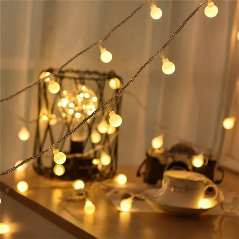 

Garland 3M 5M 10M AA Battery LED Ball String Lights Christmas lights indoor Garland on Batteries Wedding Xmas Decoration light