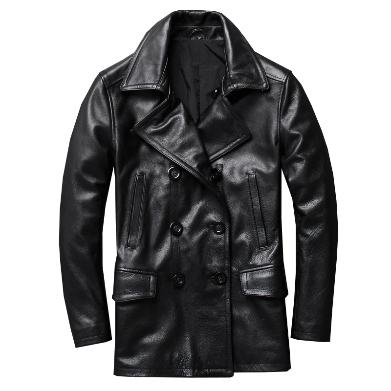 

Men's 2020 New Genuine Leather Jacket Men pilot sheepskin leather jacket blouson homme thickened fur one piece leather