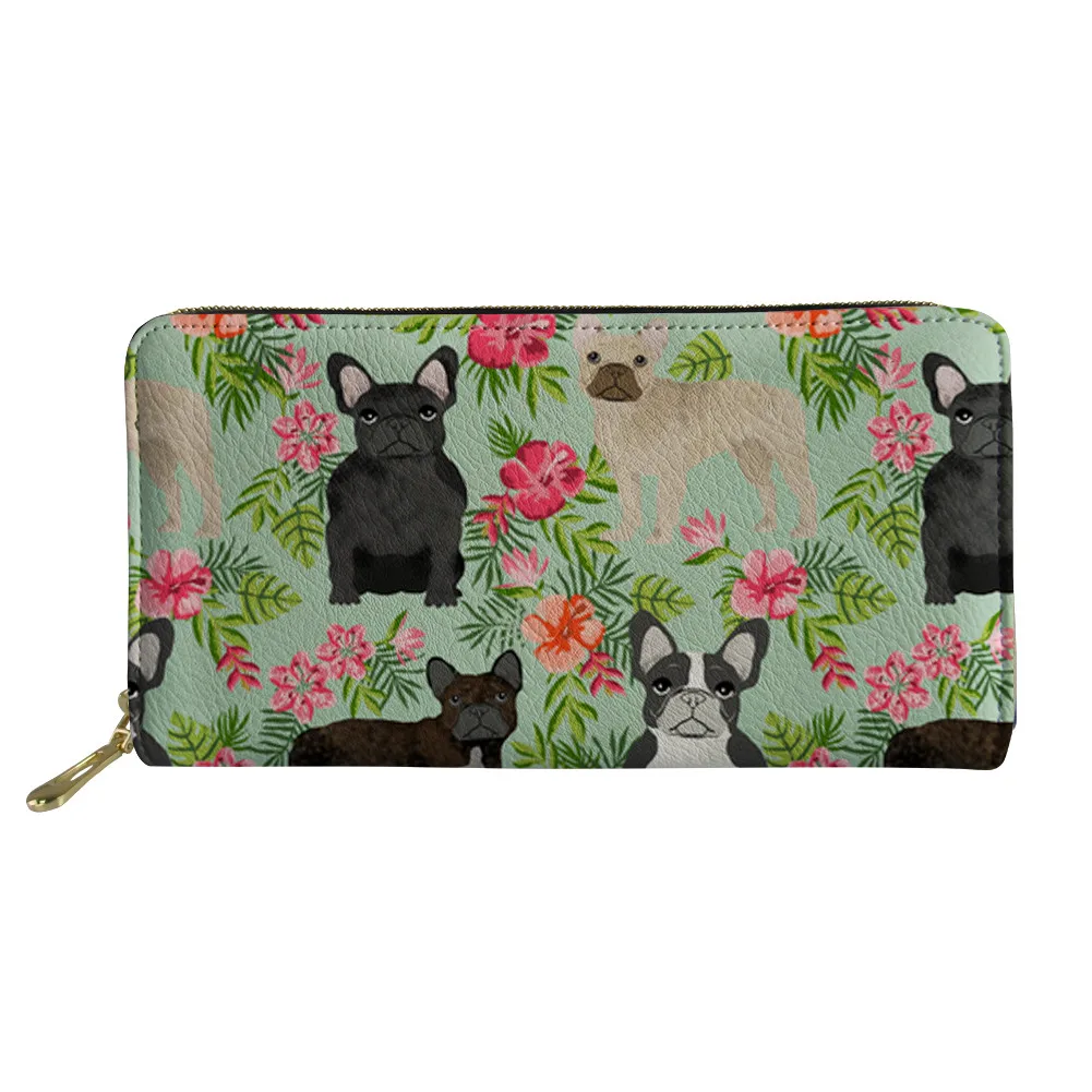 

Women Clutch 2020 New Wallet Colorful French Bulldog Dog Printed Long Leather Wallets Women's Zipper Purse Travel Money Bag