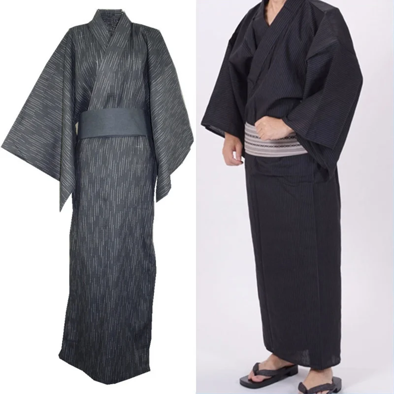 

Traditional Japanese Male Kimono Men's Robe Yukata 100% Cotton Men's Bath Robe Kimono Sleepwear Obi Belt Buy Separately