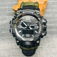 shiyunme military watch with compass waterproof mens g style sports watch men led digital dual display watches relogio masculino