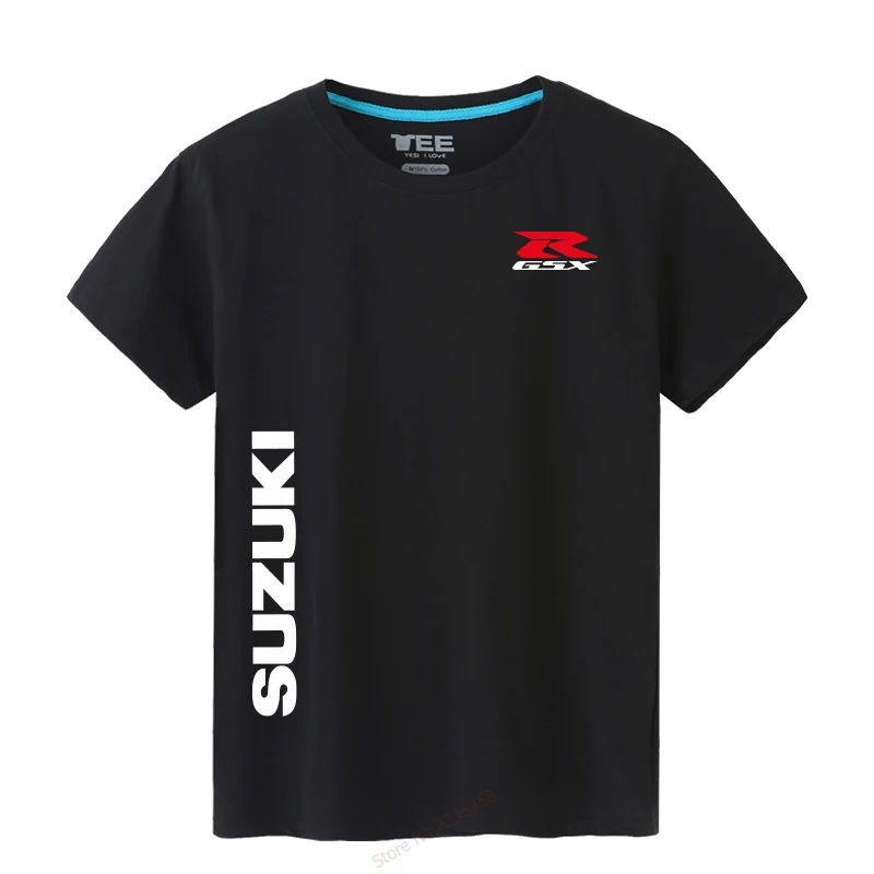 Мужская классическая футболка Suzuki R GSX однотонная хлопковая с короткими рукавами