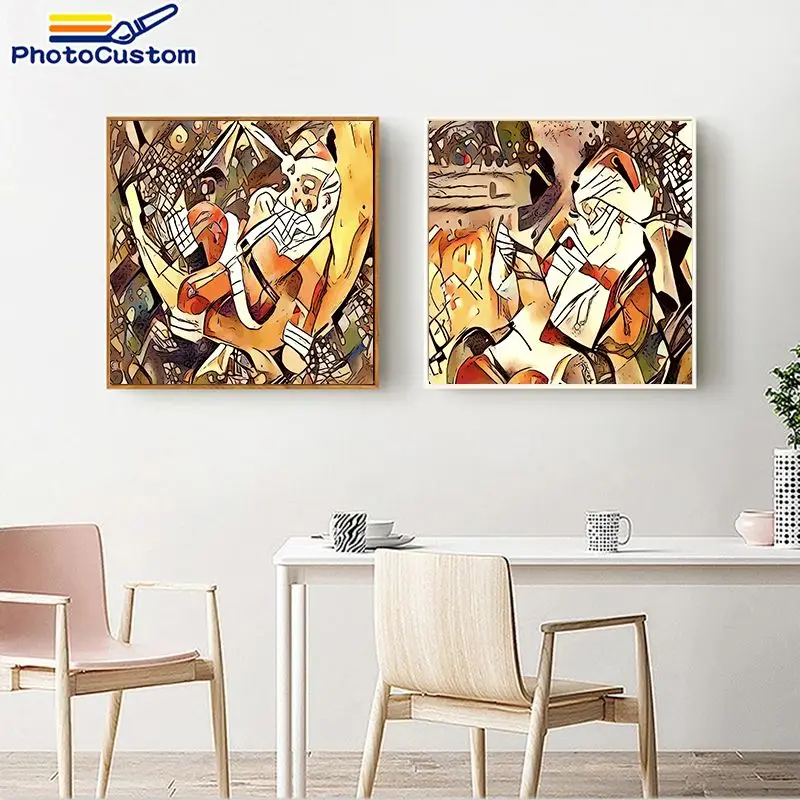 

PhotoCustom Diy Frame Painting By Numbers Abstract Santa Claus Kits Modern Wall Art Picture By Numbers Diy Gift Acrylic Canvas