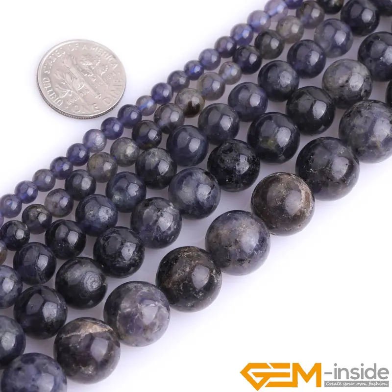 AAA Sapphires Blue Natural Stone Cordierite/Iolite/Dichroite Round Loose Spacer Beads For Jewelry Making Strand 15 inch 6 8 10mm