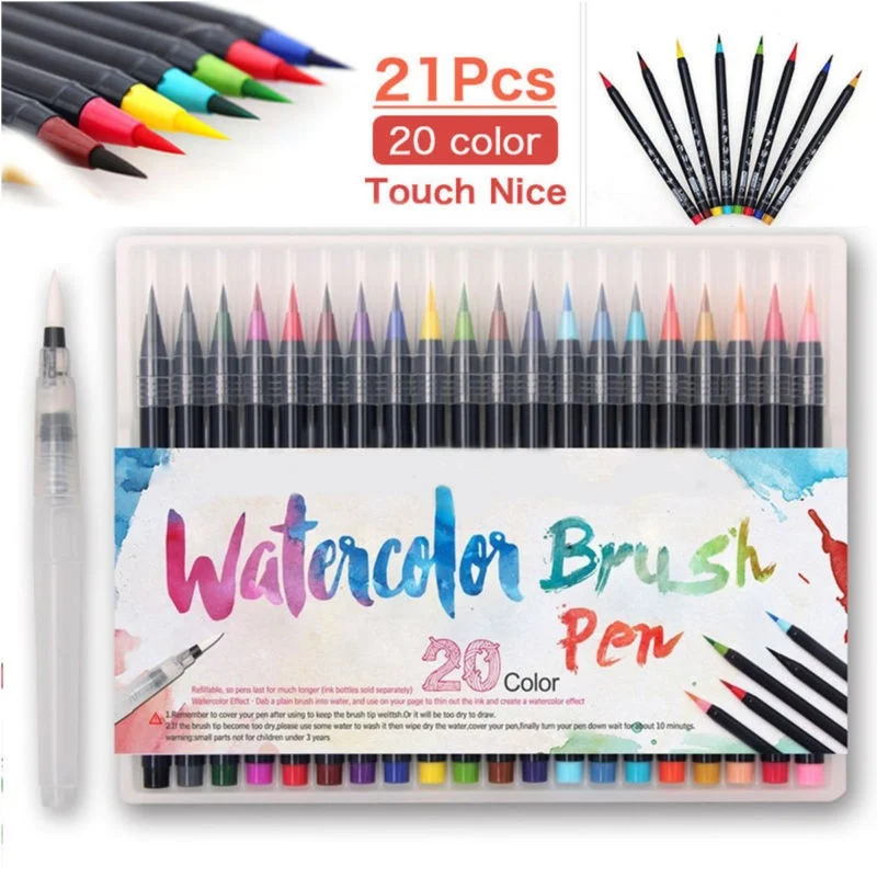 20 видов цветов кисть для рисования акварелью эскиз художника манга маркер ручка