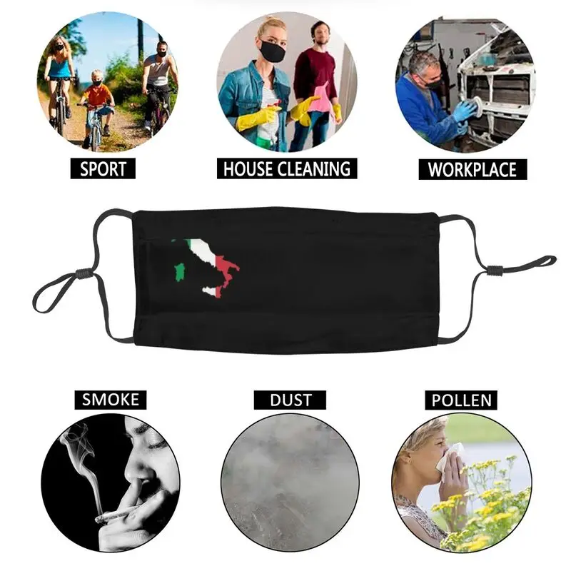 

Italy Map Flag Mask Adult Men Anti Haze Dust Italian Patriotic Proud Mask Protection Respirator Washable Mouth Muffle
