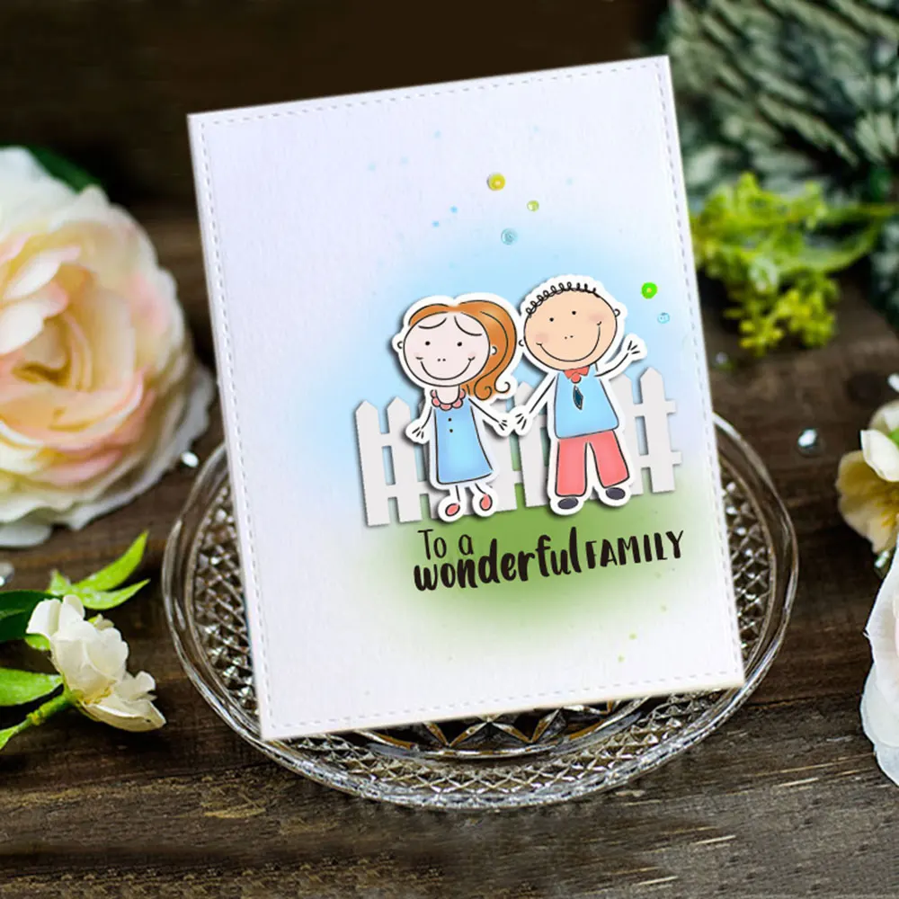 

Family Mom Dad Metal Cutting Dies and Clear Stamps for DIY Scrapbooking Crafts Die Cut Stencils Card Make Photo Album Decor