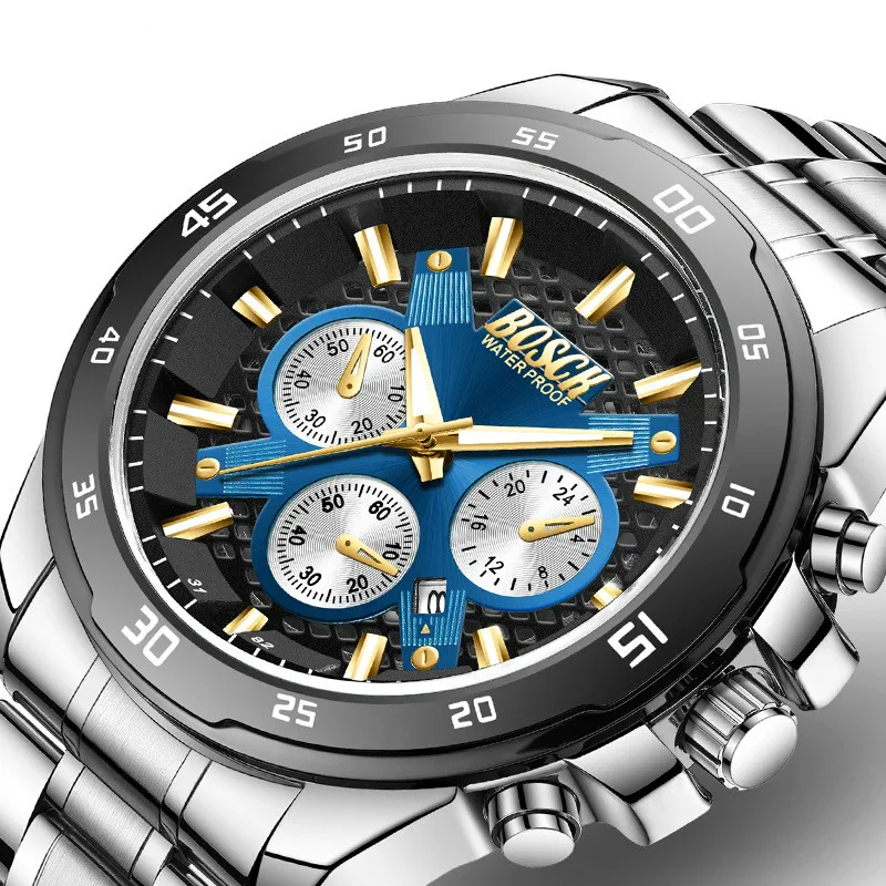Часы наручные мужские кварцевые модные деловые брендовые роскошные стальные