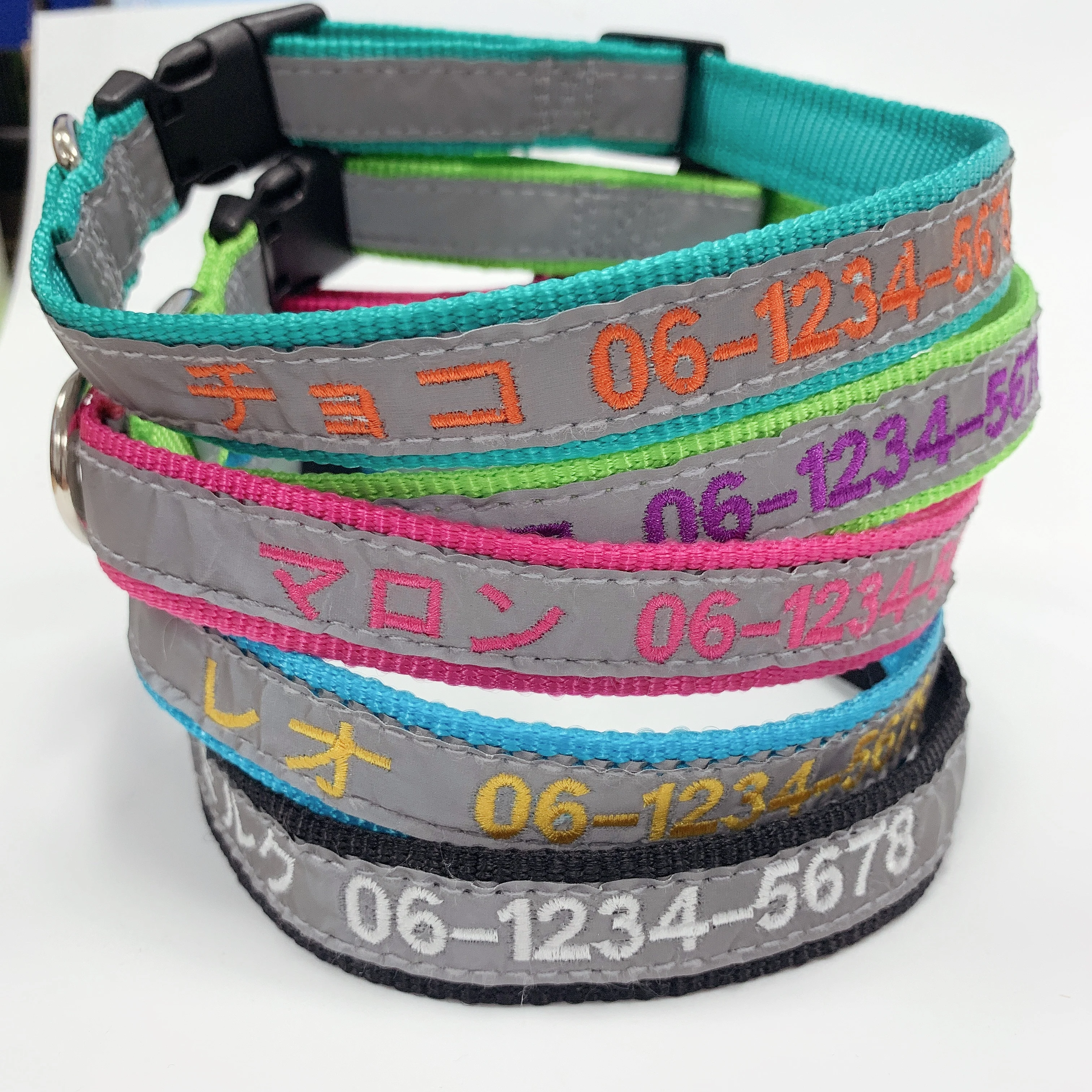 Ошейник для собак на заказ имя вышивки номер телефона светоотражающая ткань