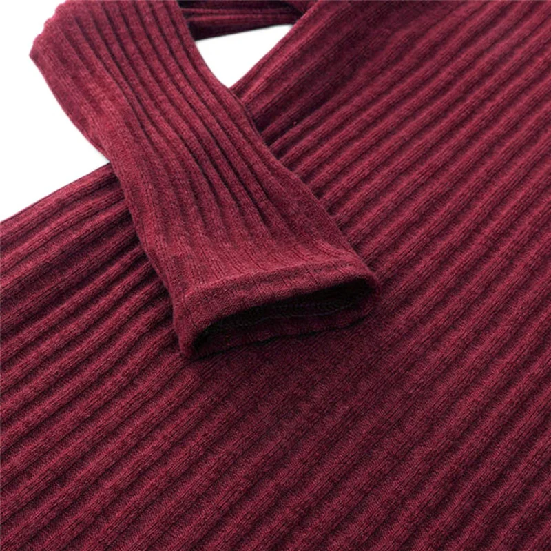 Женское вязаное платье-свитер повседневный джемпер с длинным рукавом и высоким