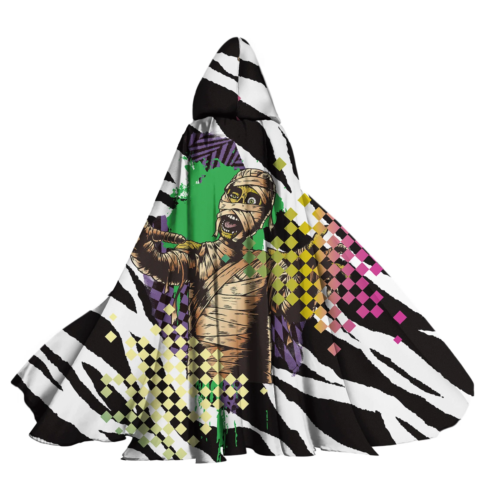 

Длинная накидка с капюшоном для мужчин и женщин, костюм в средневековом стиле вампира с принтом зебры, для косплея, подарок на Хэллоуин, сред...