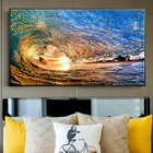 Серфинг, океан, морские волны, красочный солнце, спорт, серфер, плакат, настенное искусство, Картина на холсте, печатные художественные картины для украшения дома