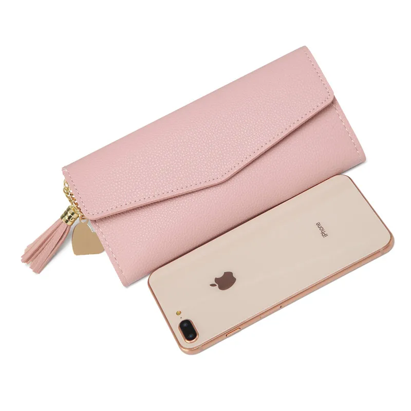 Модный длинный кошелек с подвеской в виде сердца женские кошельки из