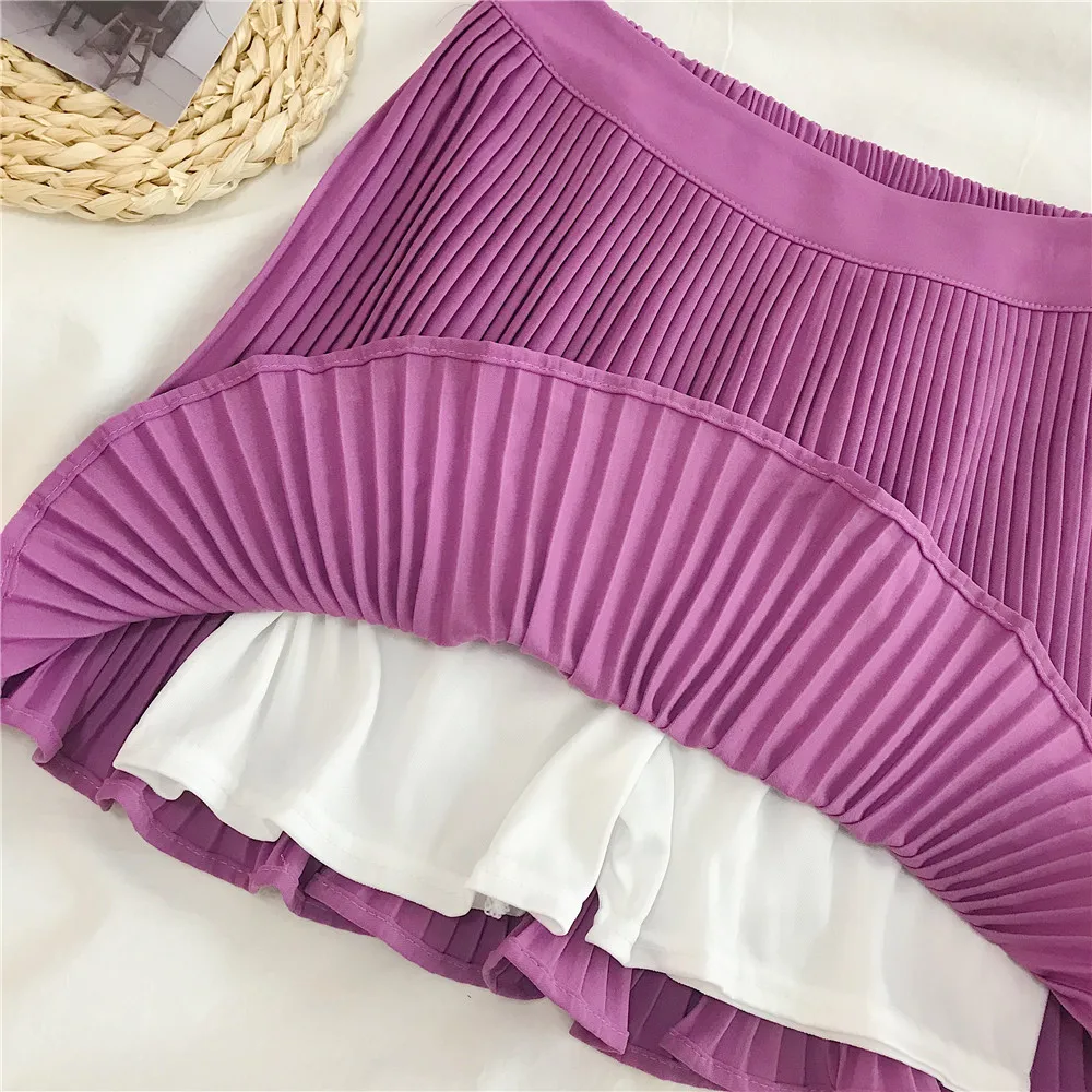 

Pleated Chiffon Skirt Women 2021 Faldas Mujer Saias Mini White Black Skirts Woman Clothes Short Spodnica Jupe Femme Arty Classy