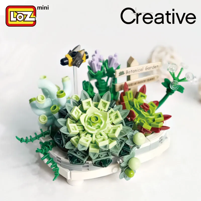 Конструктор LOZ вишневый цветок в горшке украшение для гостиной миниатюрная