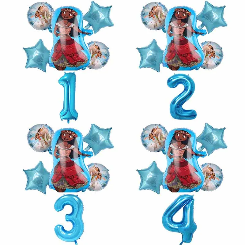 1 комплект воздушные шары Moana 32 дюймов синий шара с цифрой upplies Милая принцесса