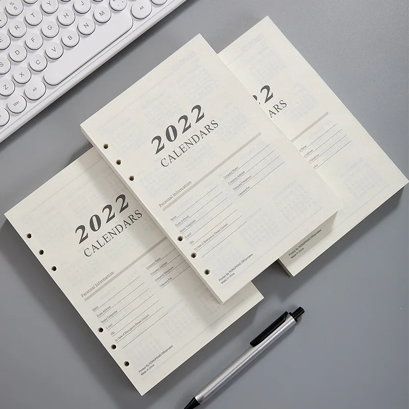 

2022 80g A5 Journal Paper Agenda Schedule Notebook 6 Holes Loose Leaf Spiral Ring Binder Weekly Diary Planner Inner Core Paper