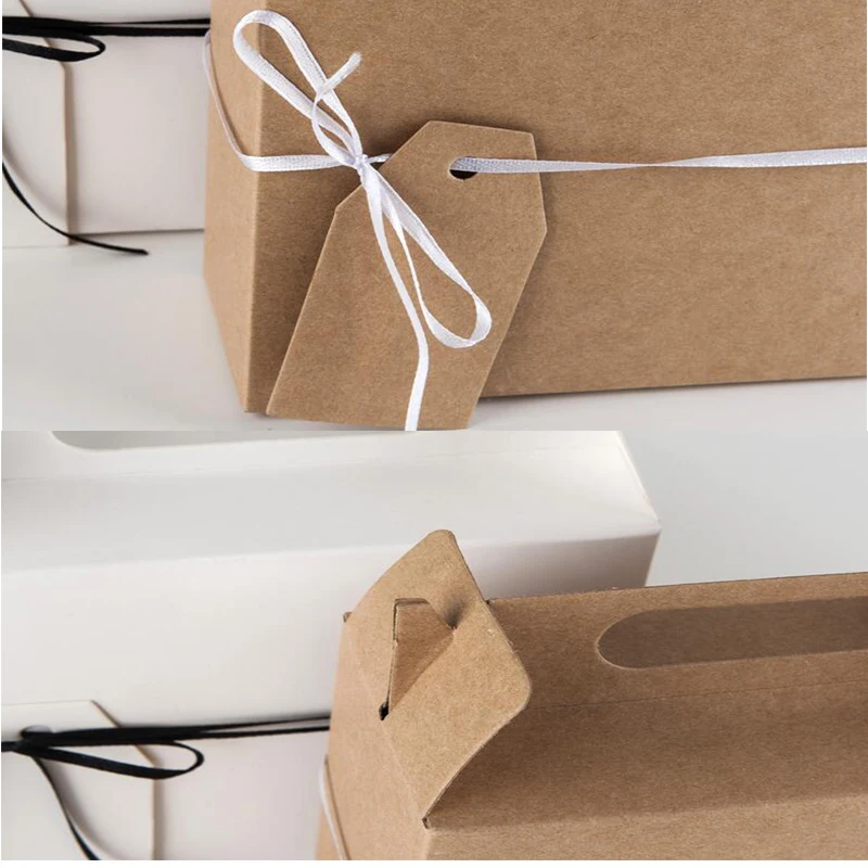 10Pcs Cardboard Gift Package Box with Handle Cake Candy Cookie Snacks Container Wedding Party Supplies | Дом и сад