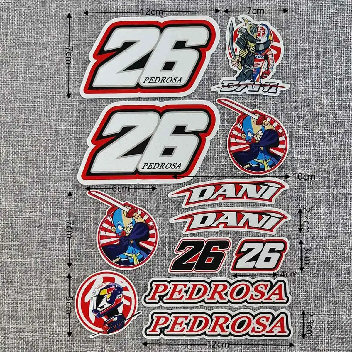 Мотоциклетные стикеры Дани педроса 26 #26 Стикеры для шлема Samurai Яркие
