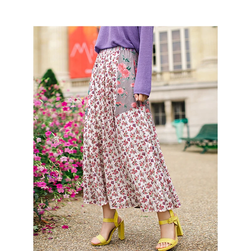 Женская винтажная трапециевидная юбка в стиле ретро свободная с цветочным