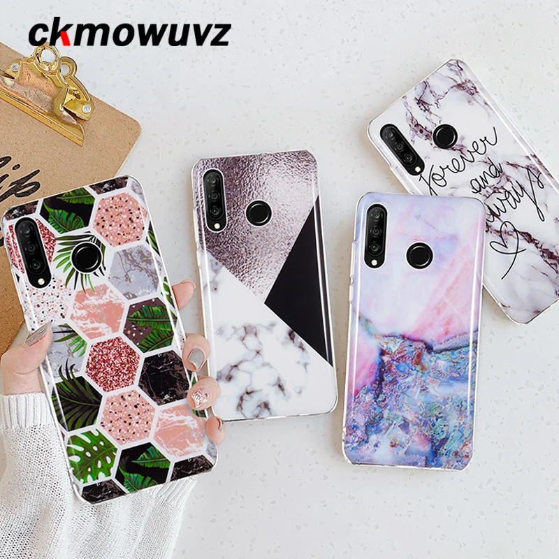 Мягкий силиконовый чехол из ТПУ для Huawei P30 Pro P20 Lite задняя крышка Mate 20 10 Capa Art Marble Leaf