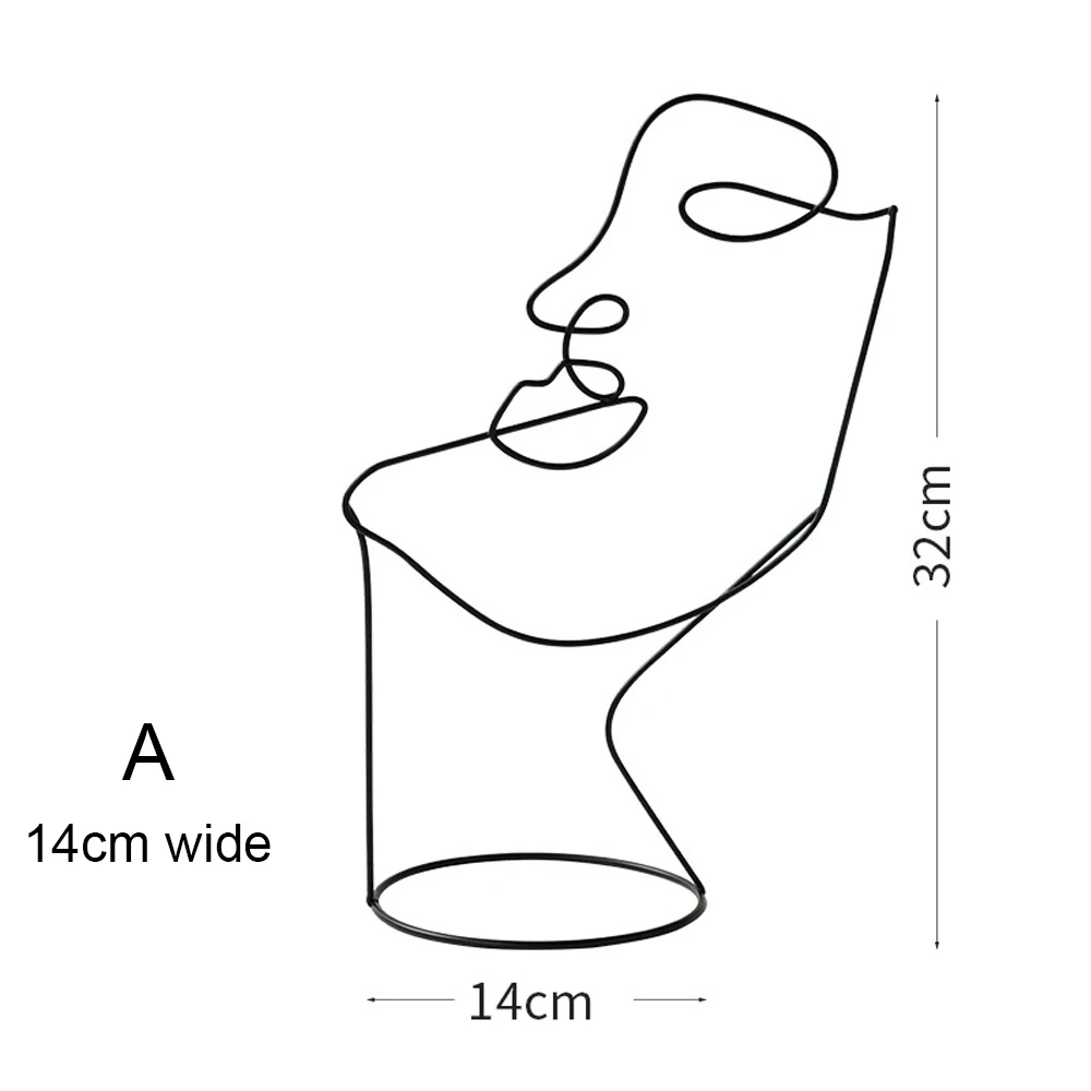

Modern Decorative Figure Single Line Face Art | Black Decorative Statue In Minimalist For Any Home Handmade Minimalist Abstract