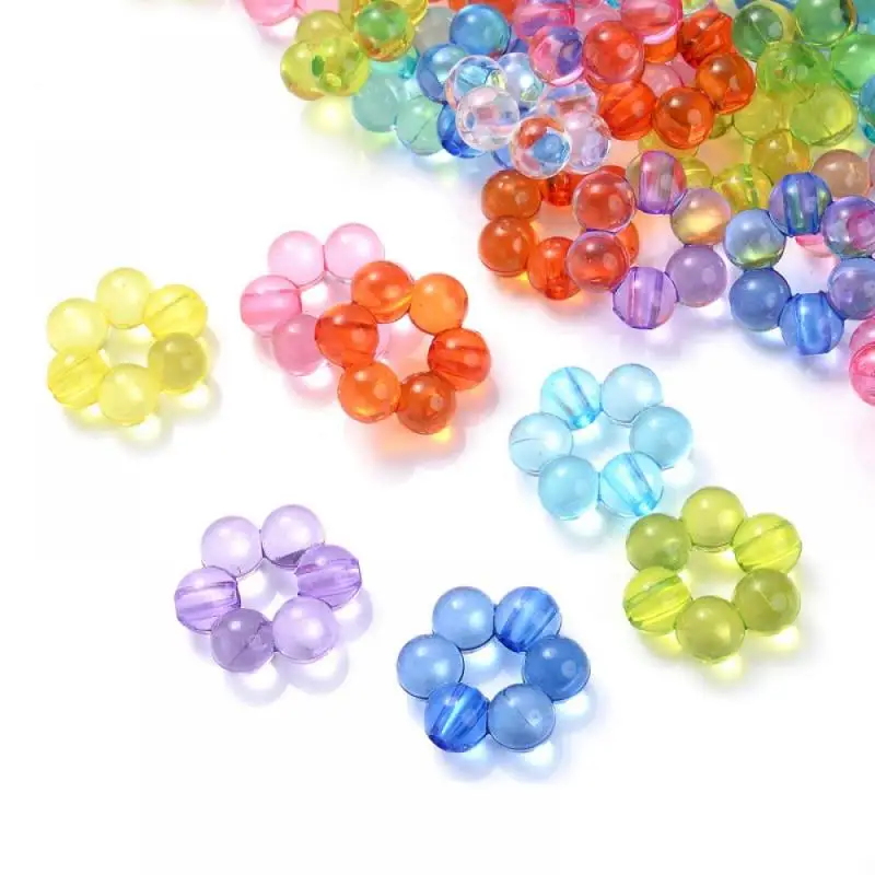

30Pcs/Lot Cute Flower Shape Acrylic Beads Transparent Color Loose Beads For Handmade Jewelry Making DIY Bracelet Crafts