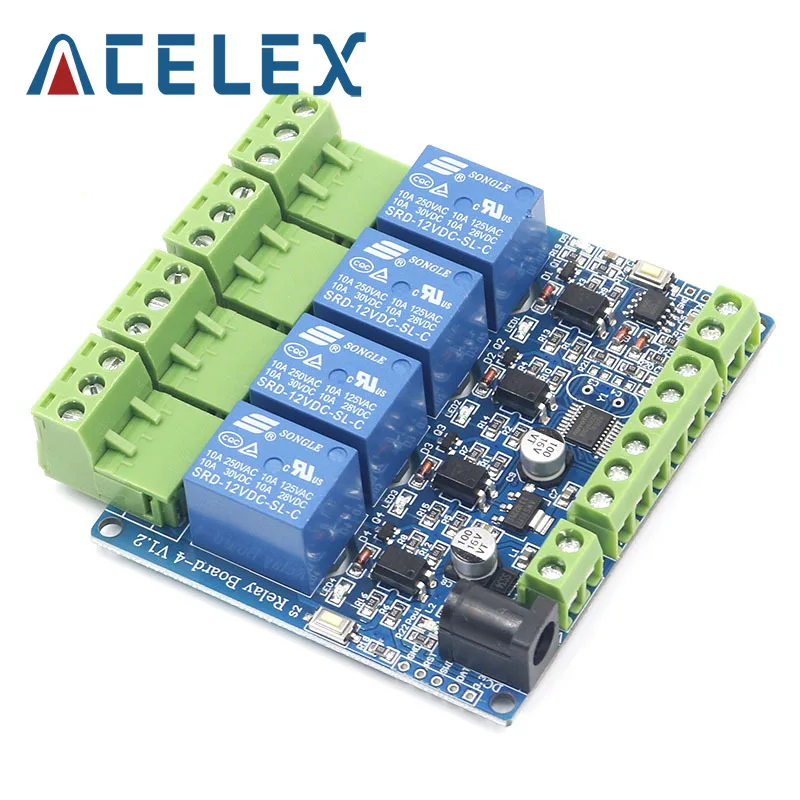 Модульный 4 Канальный Релейный Модуль Modbus RTU система DIY STM8S103 входа для дороги