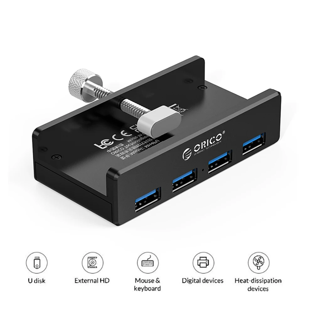 

USB-разветвитель с зажимом, 4 USB-порта
