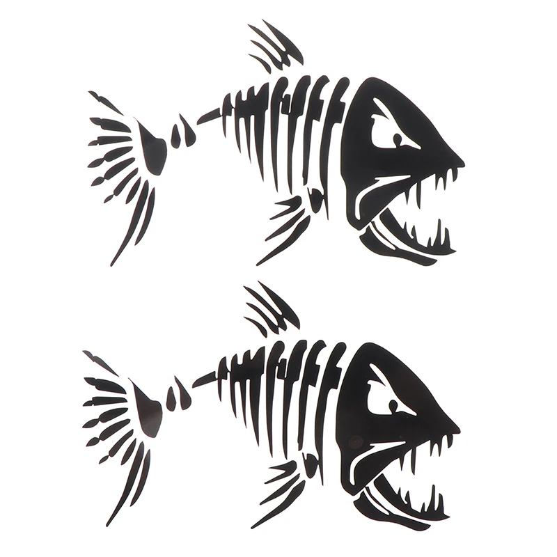 

2 Pcs Fish Teeth Mouth Stickers Skeleton Fish Stickers Graphics Accessories for Kayak Fishing Boat Canoe Dinghy Window Car